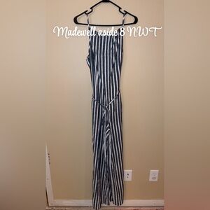 Madewell Navy and White Striped Jumpsuit